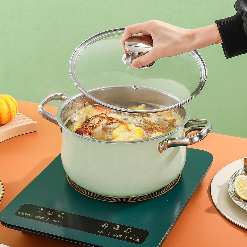 Stainless Steel Soup Pot Thickened Household Saucepan Induction Cooker Gas Pot with Two Handles Supermarket Bank Gift Stainless Steel Soup Pot