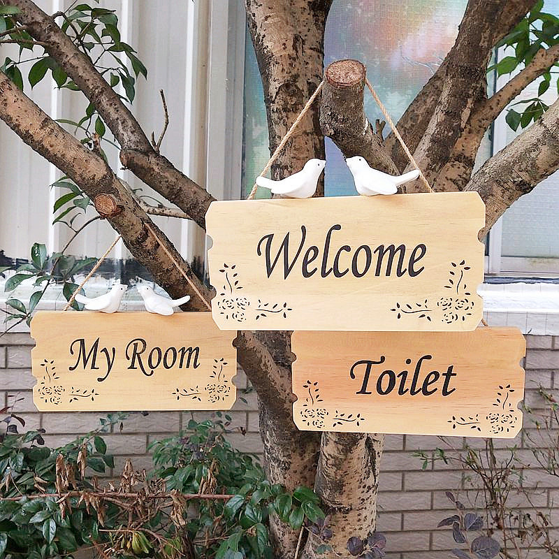 美式复古挂牌门牌欢迎光临牌实木乡村营业牌装饰壁挂牌匾创意家居