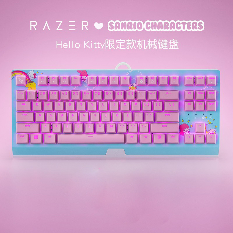 razer雷蛇三丽鸥hello kitty联名款87键游戏电竞背光机械键盘适用