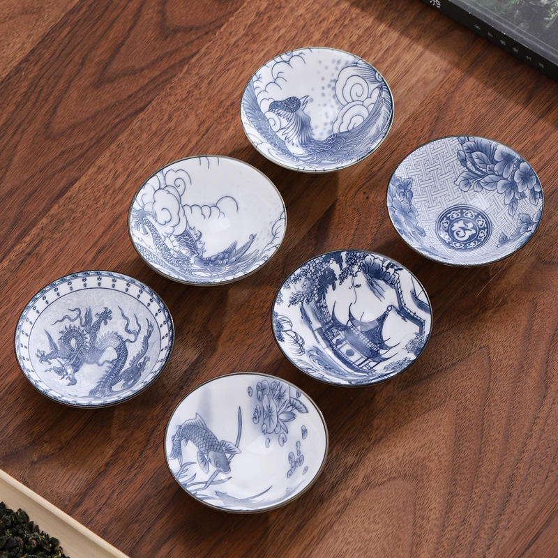 茶杯陶瓷斗笠主人杯品茗单杯日式青花瓷茶盏功夫茶具logo定制