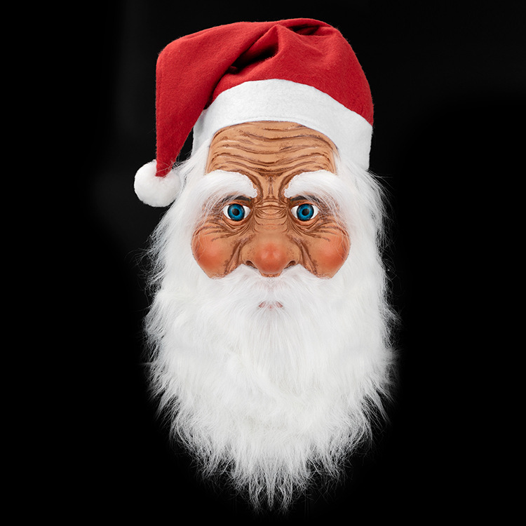 Halloween Mask Latex Headgear Santa Claus Same Latex Headgear White Beard Old Man Mask Christmas Party