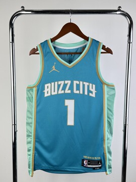 24赛季 黄蜂队 城市版 1号 鲍尔篮球服无袖背心nba球衣-阿里巴巴