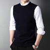 Pure wool vest Solid Simplicity men's wear Youth Korean Edition Self cultivation Cardigan Autumn and winter thickening Vest