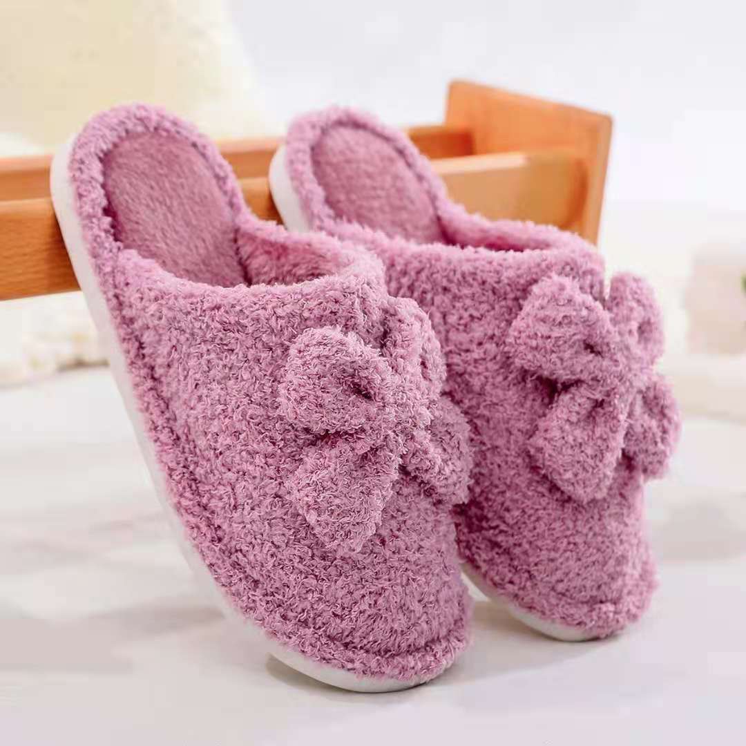 Winter Fleece-Lined Thickened Cotton Slippers Women's Home Warm Shoes Thickened Sole One Piece Dropshipping