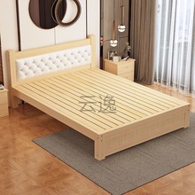 Lz实木床加粗加厚现代简约床双人床主卧床家用床轻奢单人