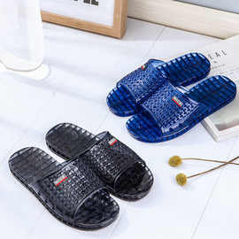 空调拖鞋男夏季透明浴室塑料防滑防臭洗澡漏水拖鞋室内居家软底鞋