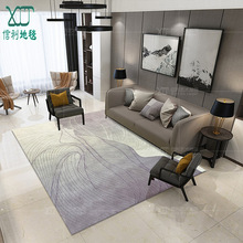 新中式进口羊毛地毯客厅高端定制卧室后现代手工竹纤维丝加厚阻燃
