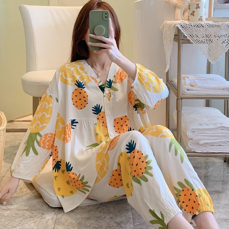 新款春夏女棉绸睡衣薄款胖人mm宽松大码年轻漂亮高颜值家居服套装