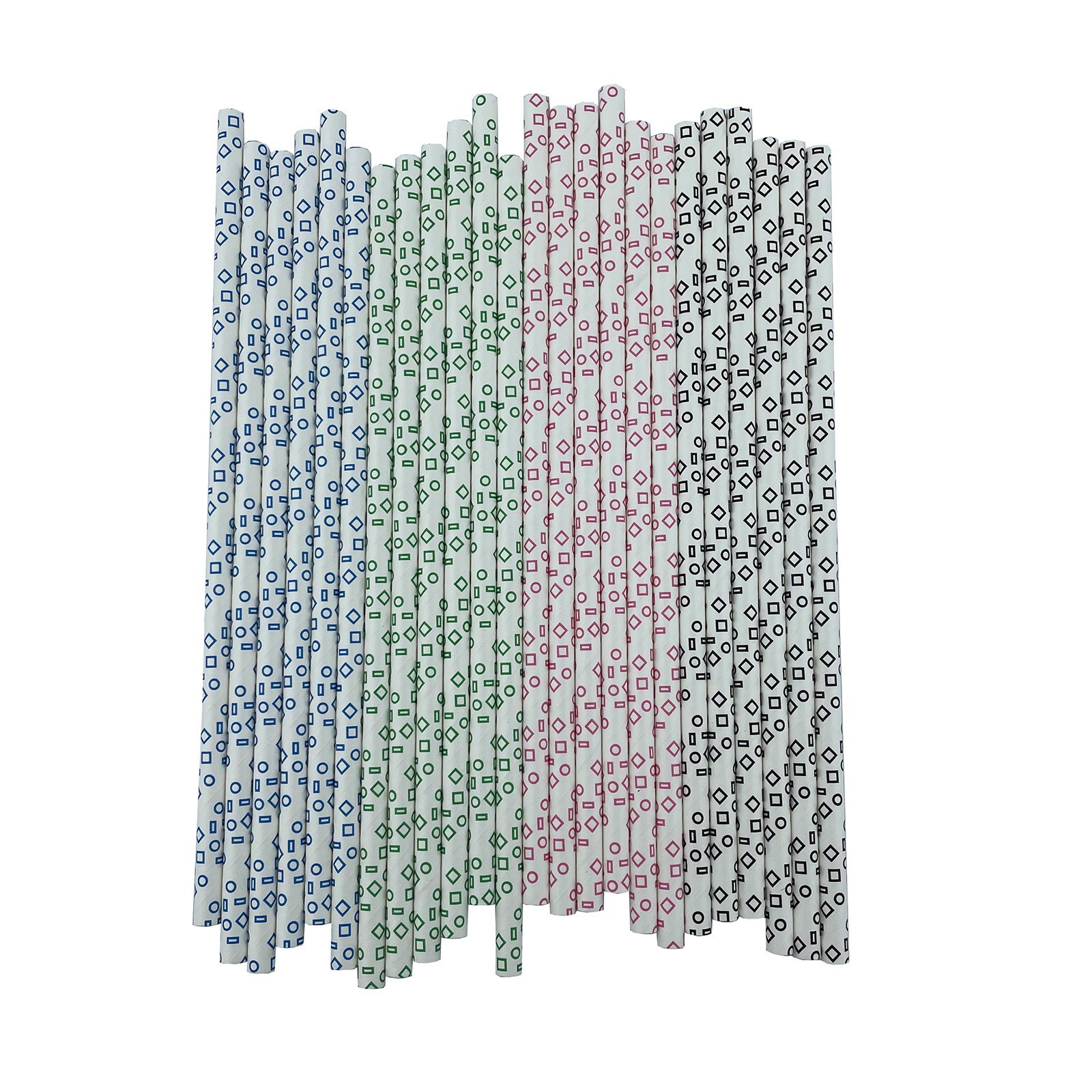 Cross-Border New Arrival Disposable Multi-Color Geometric Box Drink Paper Straw Juice Paper Sucker Paper Straw