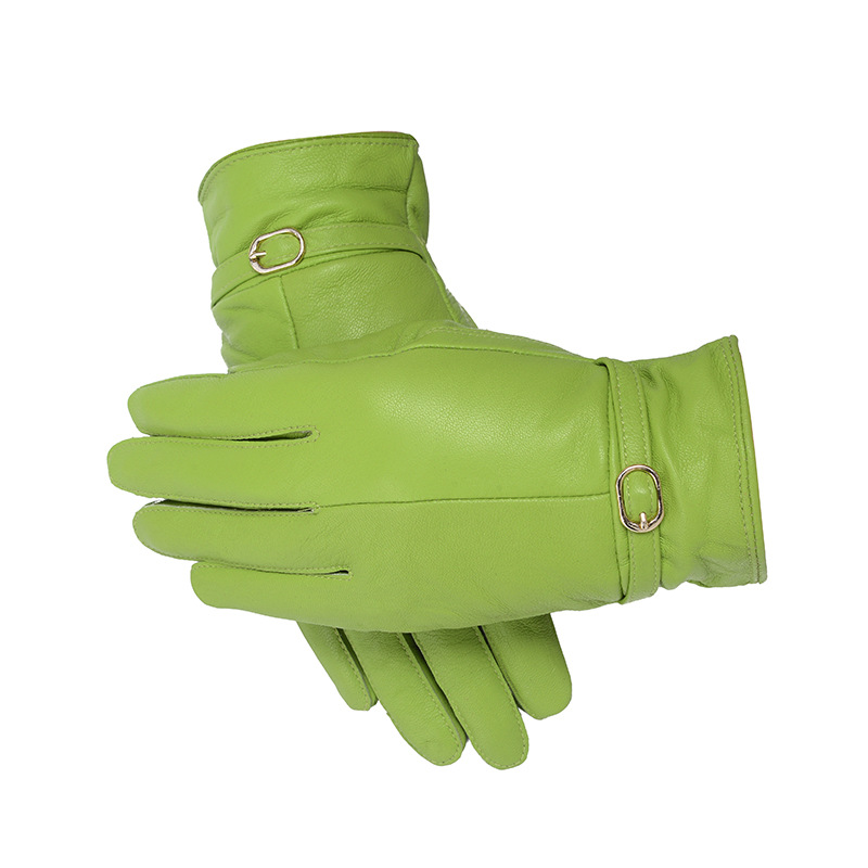 Cross-Border Women's Genuine Leather Gloves Warm Cycling Winter Gloves Outdoor Sheepskin Gloves Women Velvet Lined Gloves Wholesale