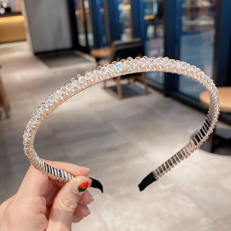 Korean Fashion Women's All-Match Rhinestone Headband Headdress Internet Celebrity Outdoor Non-Slip Crystal Headband Wholesale for Face Washing Hairband