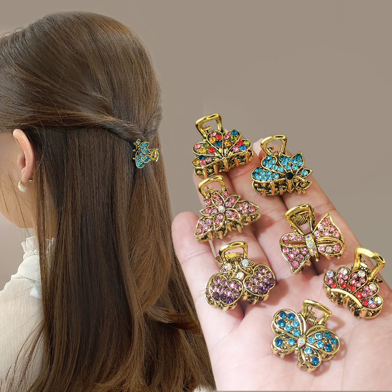 中古发夹女鲨鱼夹水钻小夹子固定头发神器头顶小抓夹发饰小号发卡