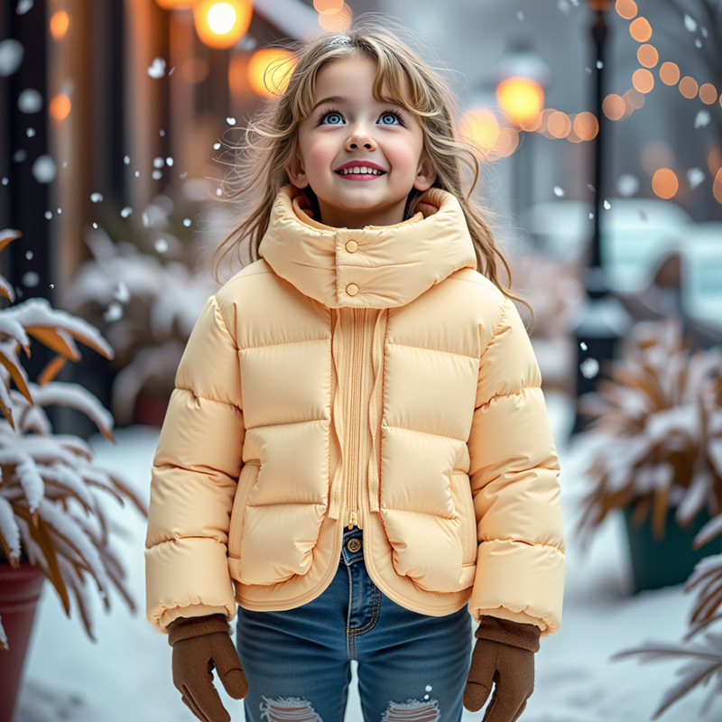 假两件新款女童冬款外套羽丝绒丝服中大童加厚仿羽绒服韩版可爱潮