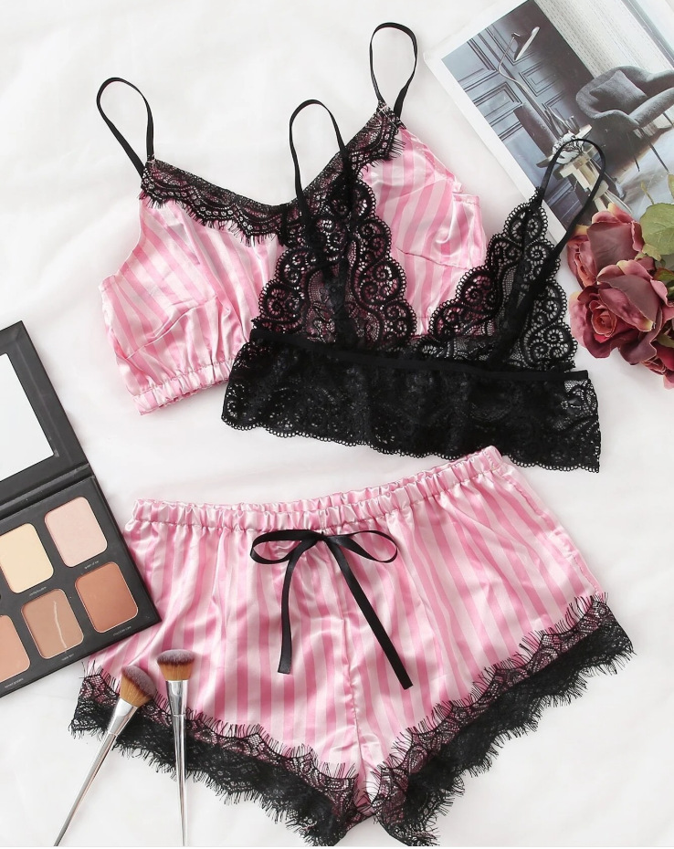 夏现货女士支持居家薄款简装格子均码粉色仿真丝家居服