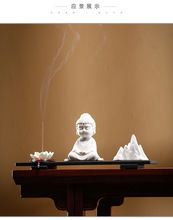 禅意白瓷如来佛像中式摆件线香插创意茶室茶几桌面玄关办公室装饰