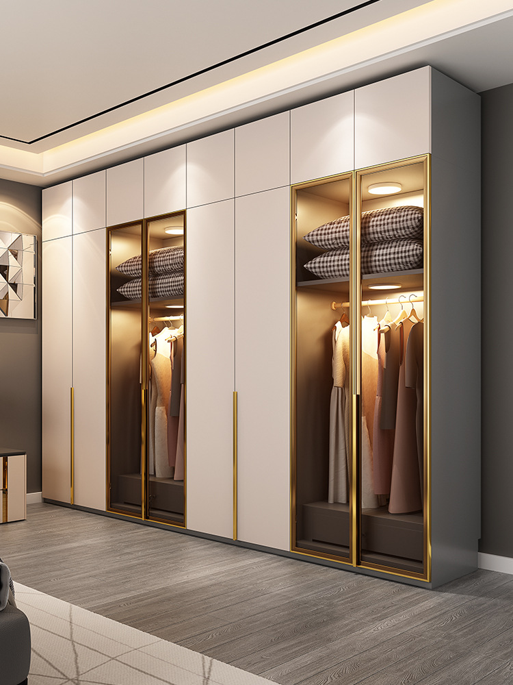 轻奢衣柜b玻璃拉门家用卧室现代简约二三四五六八门大衣橱