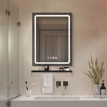 智能镜子浴室免打孔化妆镜卫生间厕所方形玻璃镜带灯防爆防雾代发