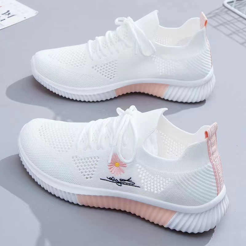 lady shoe Women's Flying Woven White Coconut Pumps Leisure Sports Running Fashionable Shoes Girls 2023 New Spring and Autumn All-Match