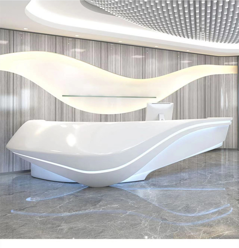 大型创意异形玻璃钢烤漆前台公司大堂接待台服务台吧台收银台工厂