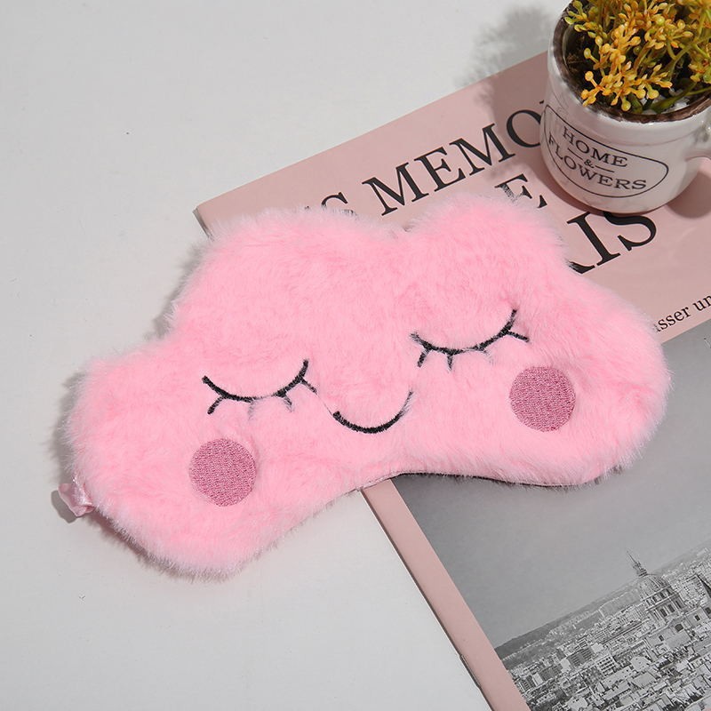 Cross-Border New Arrival Plush Cartoon Sleep Embroidery Eye Mask Shading Cute Boys and Girls Home Universal in Stock Wholesale
