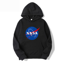 2024外贸新款卫衣男春秋潮牌NASA字母运动套头连帽衫卫衣两件套男