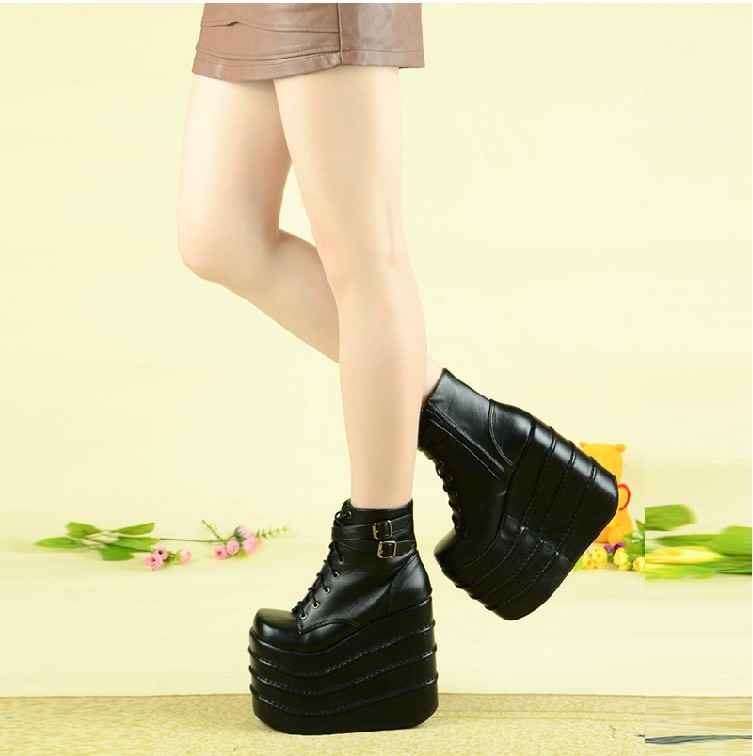 系带超高跟女王靴大头朋克表演走秀cosplay厚底鞋jk制服搭配女鞋