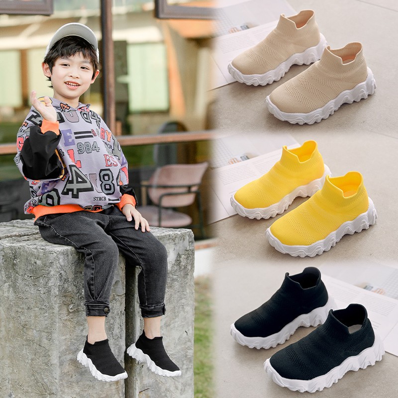 儿童袜子鞋21男童运动休闲鞋女童飞织透气平底鞋韩版轻便时尚单鞋