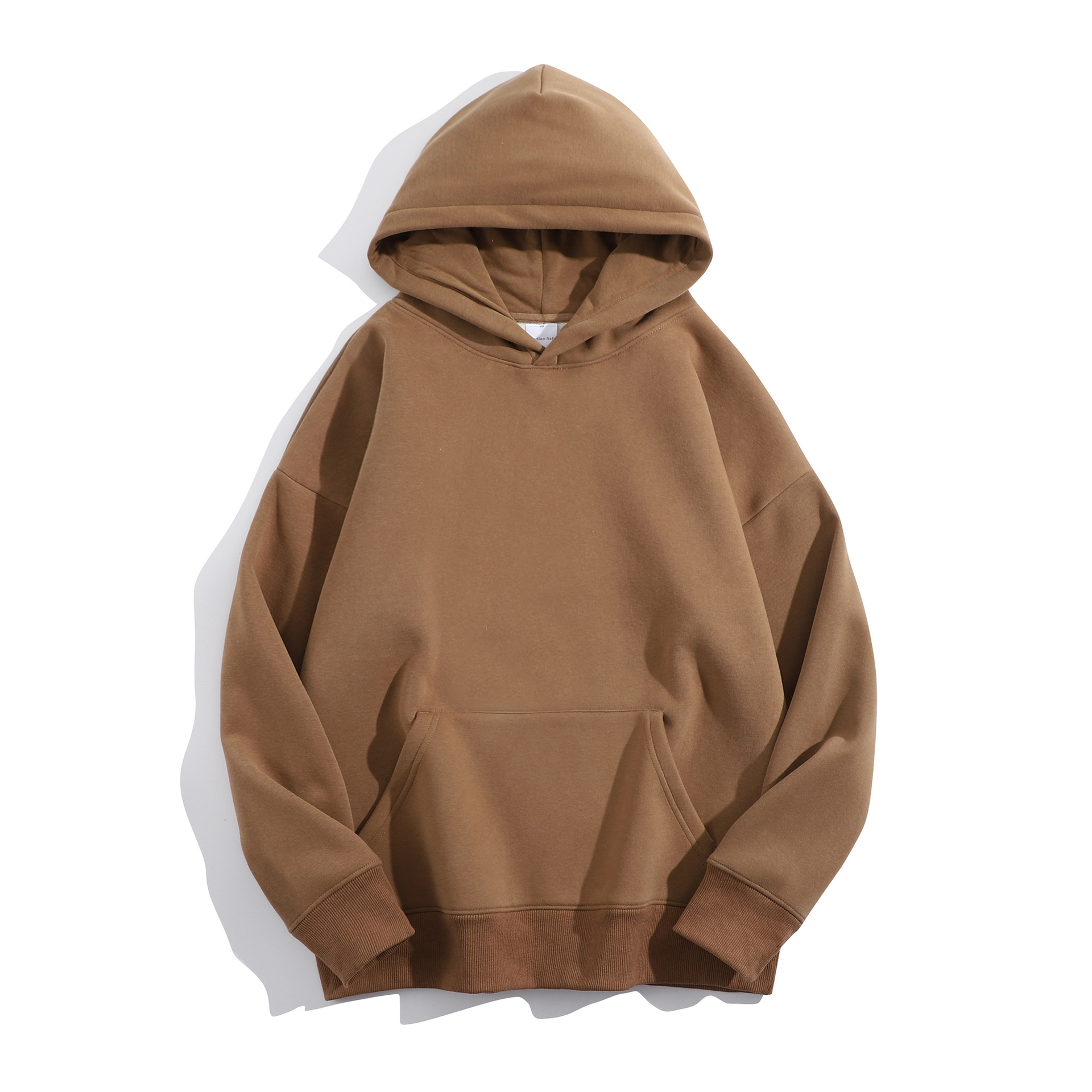 430G Winter Thickened Velvet Padded off-Shoulder Soft Glutinous Hooded Sweater Men's and Women's Same Solid Color Loose Heavy Pullover Hoodie