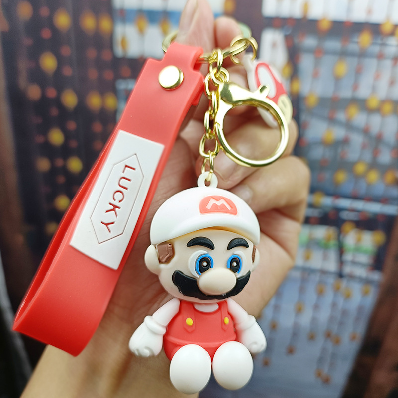 Cartoon Mario Silica Gel Doll Keychain Cute Student Couple Schoolbag Pendant Creative Car Key Chain