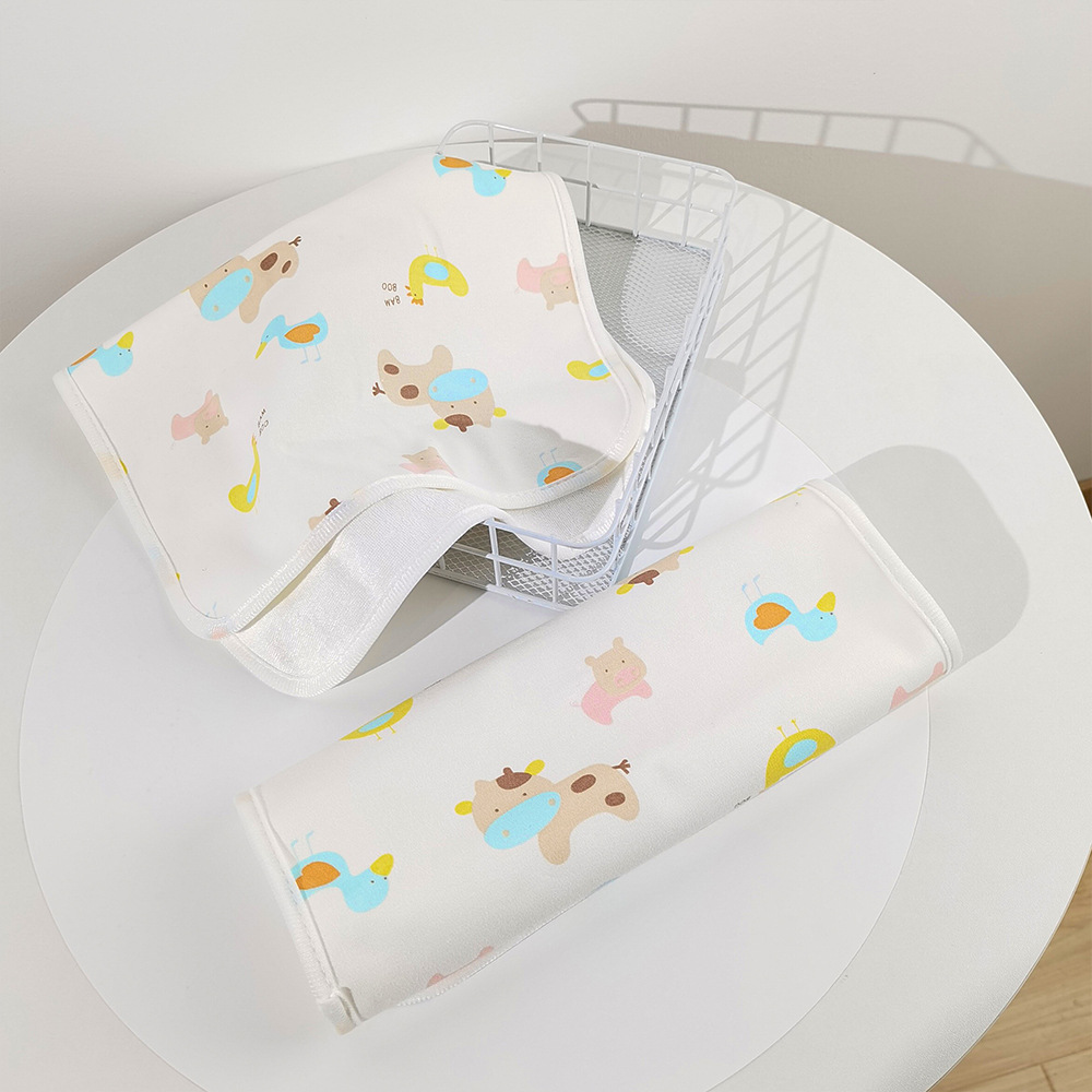 竹纤维棉毛布新生儿隔尿垫 防渗透宝宝水洗印花刺绣婴儿隔尿垫