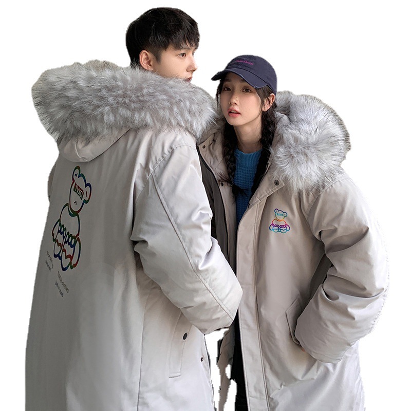 Couple Workwear down Jacket Men's Mid-Length 2022 Winter New National Trendy Thickening Hong Kong Style Loose-Fitting Student Coat