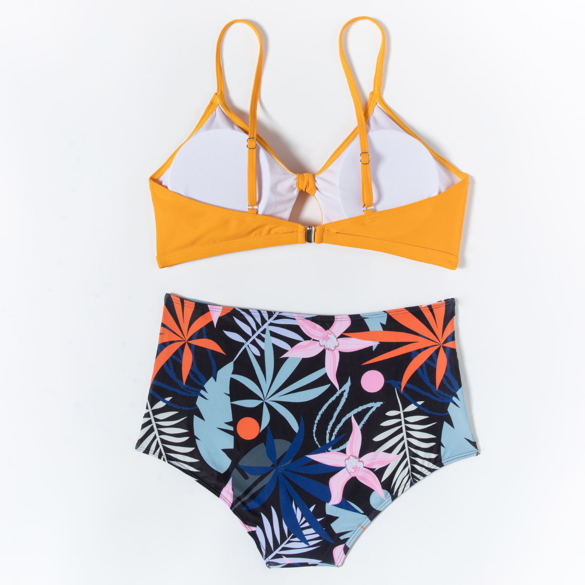 2021新款排绳性感高腰纯色欧美黄色比基尼厂家直销泳装泳衣现货