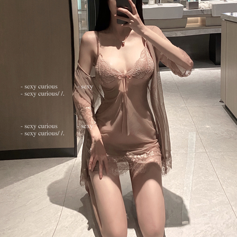 Sexy Funny Lace Seduction Pajamas European and American Style Sexy Underwear See-through Women's Summer Mesh Camisole Home Nightdress