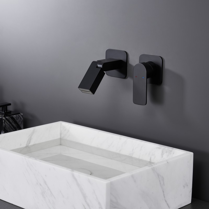 New Concealed Copper Gun Gray Basin Faucet Embedded Embedded Wall Basin Universal Faucet Water Tap