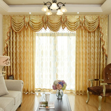 7WLO 欧式窗帘窗幔双面提花布料客厅落地窗成品加高半遮光窗帘