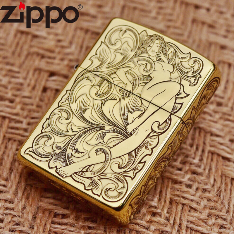 zippo 芝宝 黄铜精雕唐草仙子