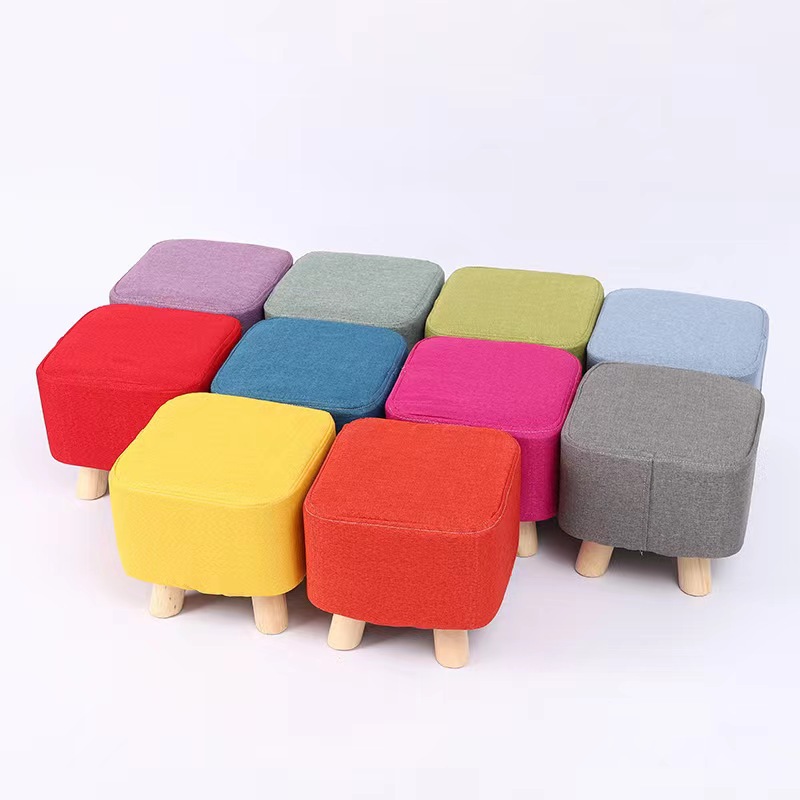 Creative Solid Wood Small Stool Cartoon Living Room Sofa Stool Fabric Shoe Changing Stool Simple Low Stool Household Small Stool Wholesale