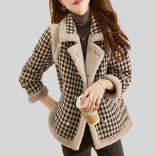 小香风棉袄春秋冬季格子外套女长袖毛呢上衣时尚洋气质韩版小西服