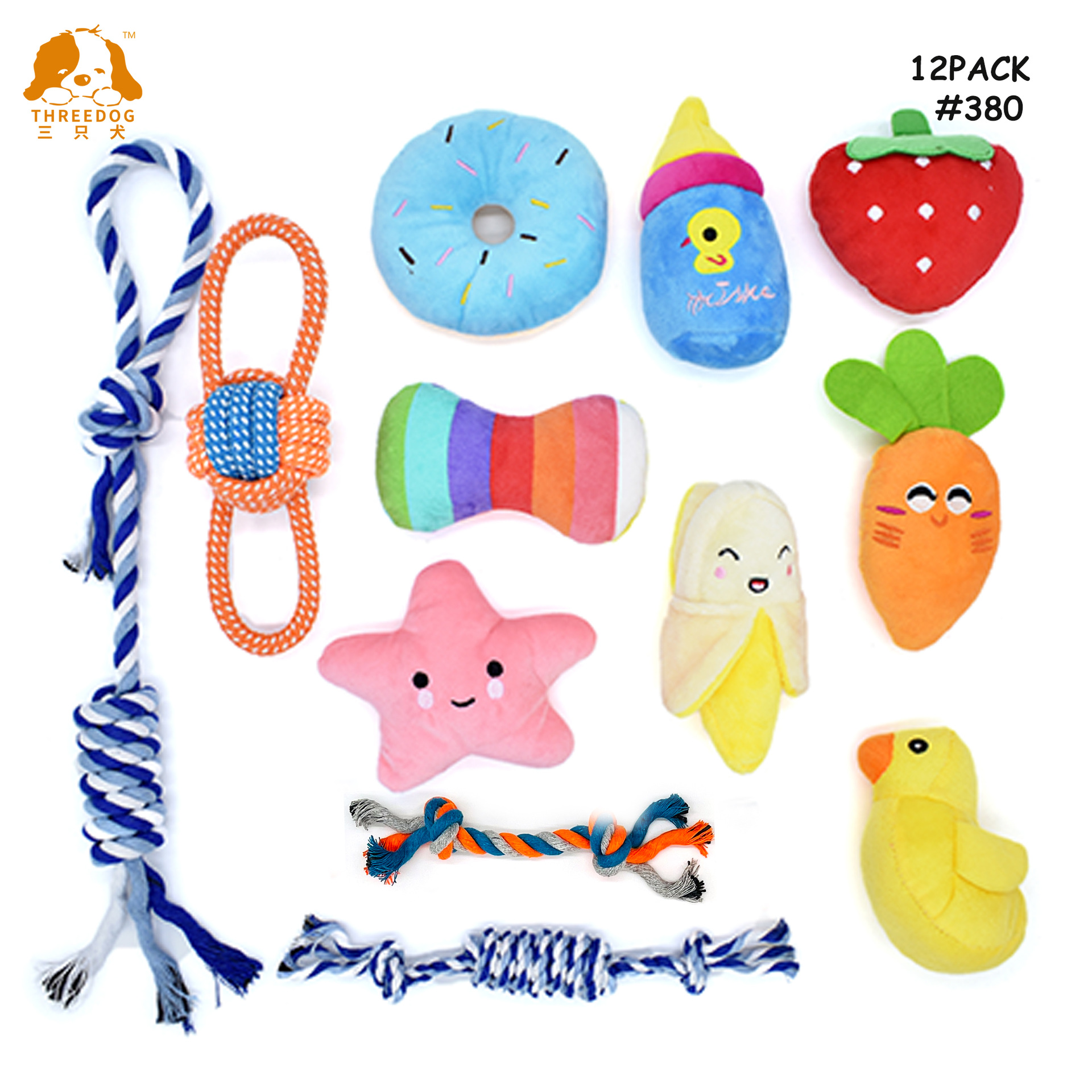 2022 New Amazon Pet Toy Factory Supply Combination Set Cotton Rope Toys Pet Frisbee Ball Molar
