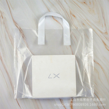 义乌工厂现货批发纯透明塑料袋加厚服装店手提袋简约礼品包装袋子