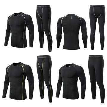 现货成人儿童紧身衣套装 男女跑步速干健身衣打底衫裤 比赛训练服