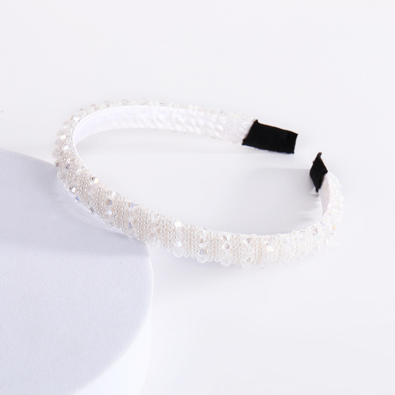 New European and American Baroque Crystal Headband Small Sponge Thin Edge Headband Korean Style Rhinestone Beaded Hair Accessories for Women