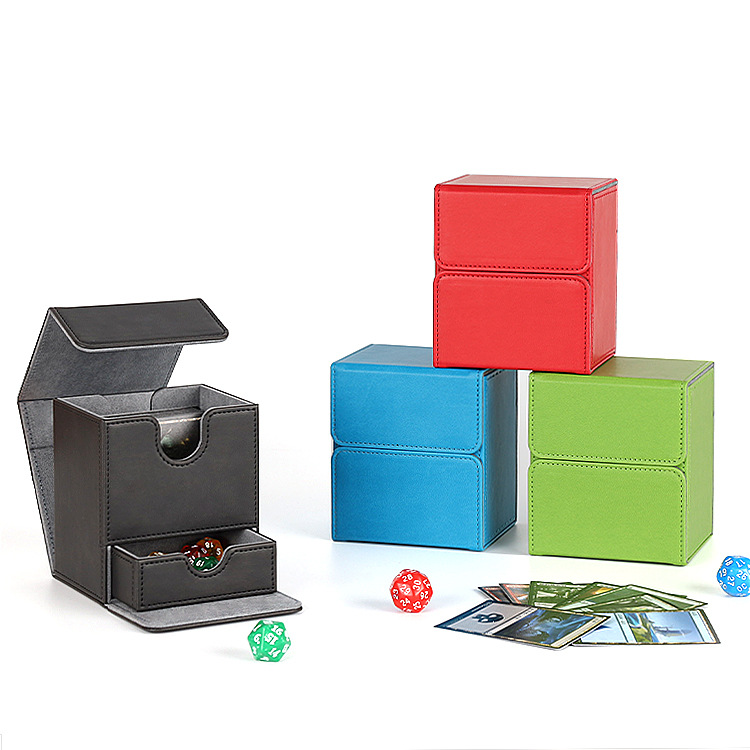 跨境pu多功能侧插卡牌盒磁吸星球卡游戏周边卡牌盒万智牌游戏卡盒