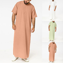 2022新款穆斯林中东阿拉伯迪拜 马来西亚男士衬衫 拉链穆斯林长袍