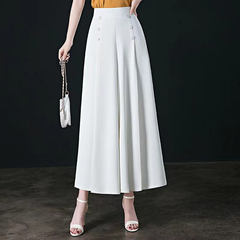 High Waist Culottes Women's plus Size 2023 New Korean Style Elastic Waistband Loose Drooping Wide Leg Cropped Harem Mom Pants