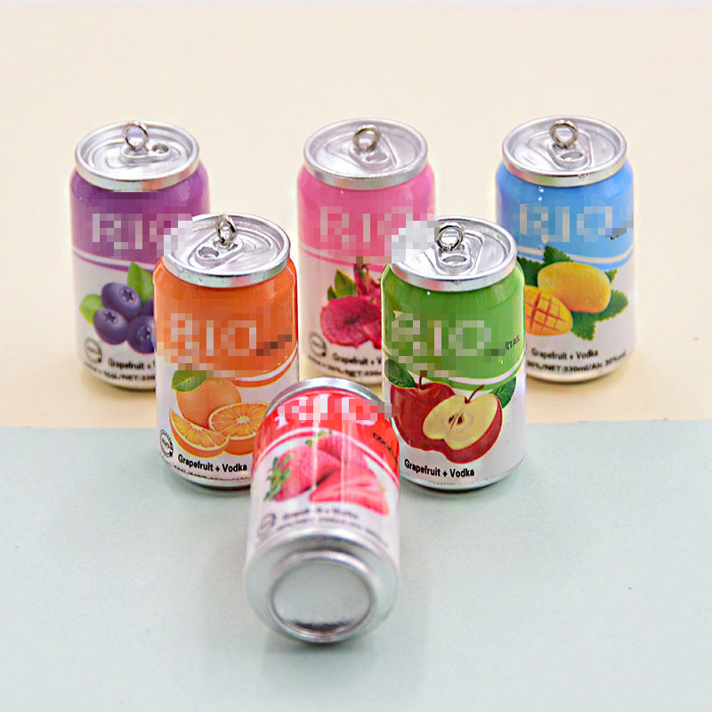 塑料仿真鸡尾酒易拉罐饮料瓶包包钥匙扣挂件 diy啤酒饰品配件