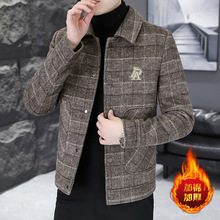 一件代发男士毛呢大衣短款冬季羊毛加棉加厚韩版潮流呢子外套夹克