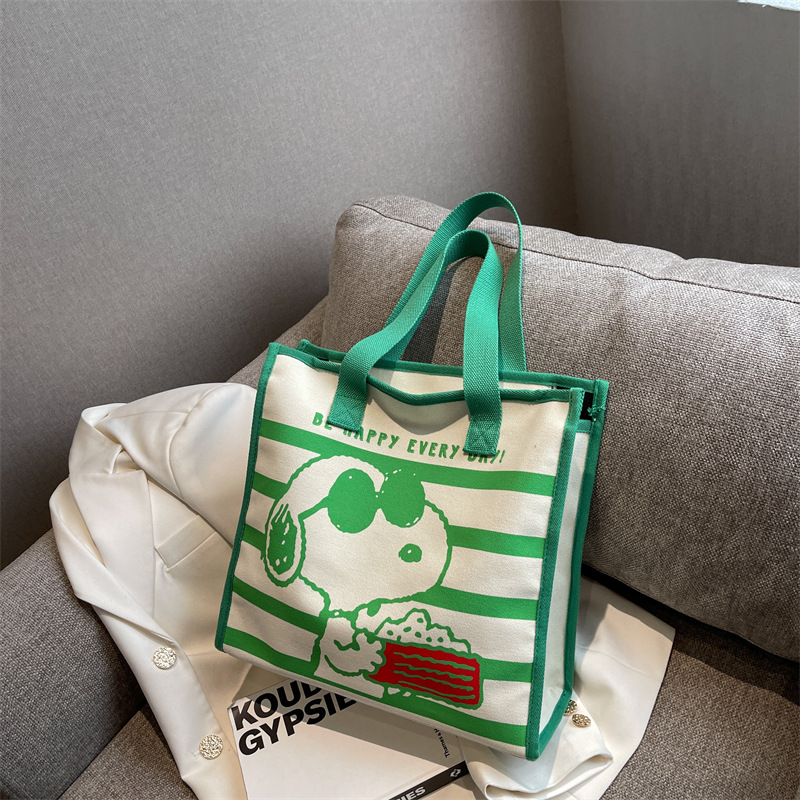 Canvas Bag Ins Korean Style 2023 New Large Capacity Snoopy Bag Portable Bag Student Shoulder Tote Bag