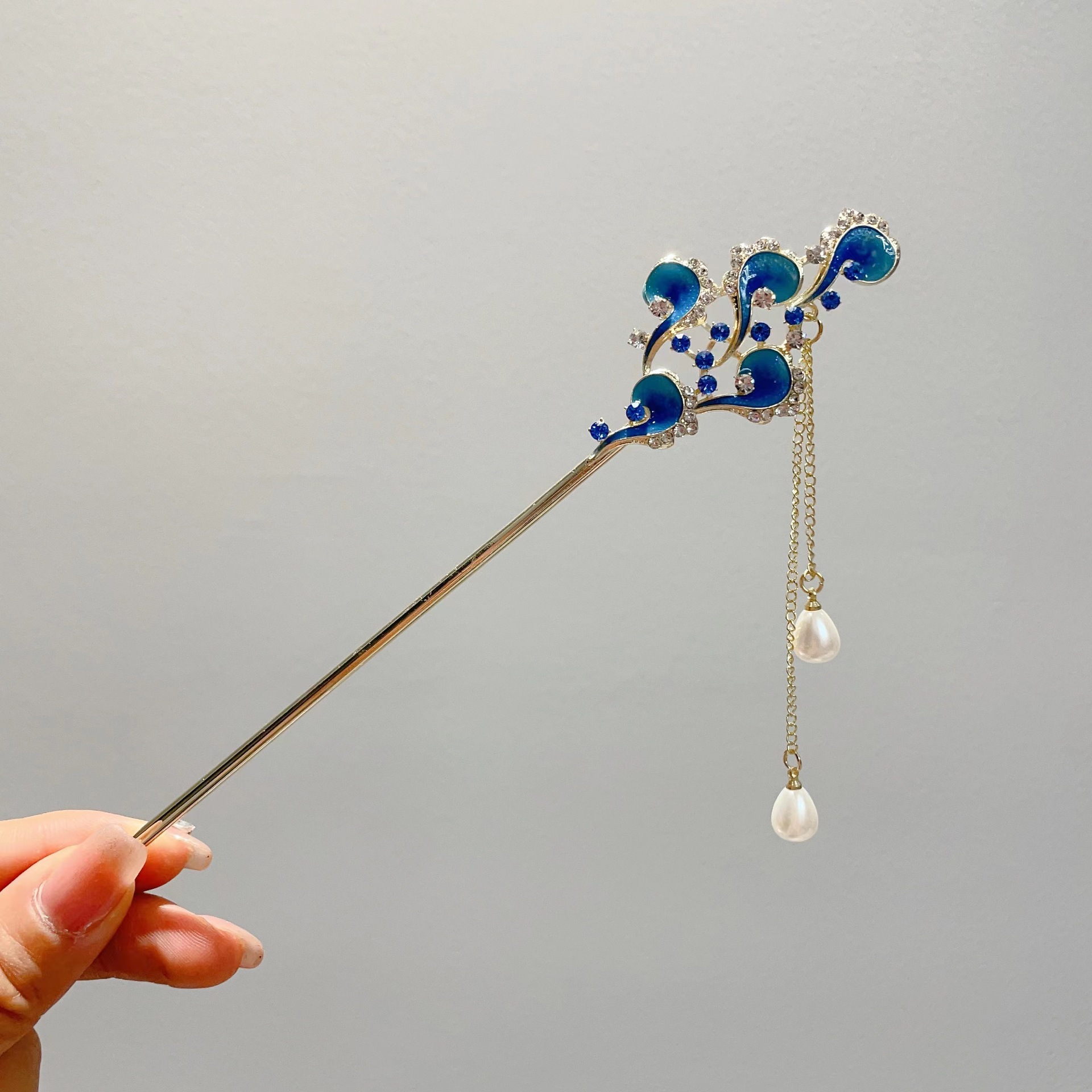 超仙扇子流苏古风发簪汉服步摇头饰新中式感簪子旗袍现代簪子