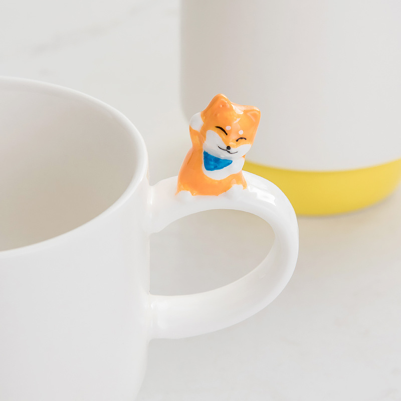 Animal Shiba Inu Stacking Cup Mug Ceramic Drinking Cup Breakfast Cup Office Water Glass Set Household Coffee Cup